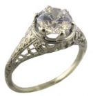 Antique Style Filigree Cubic Zirconia Ring