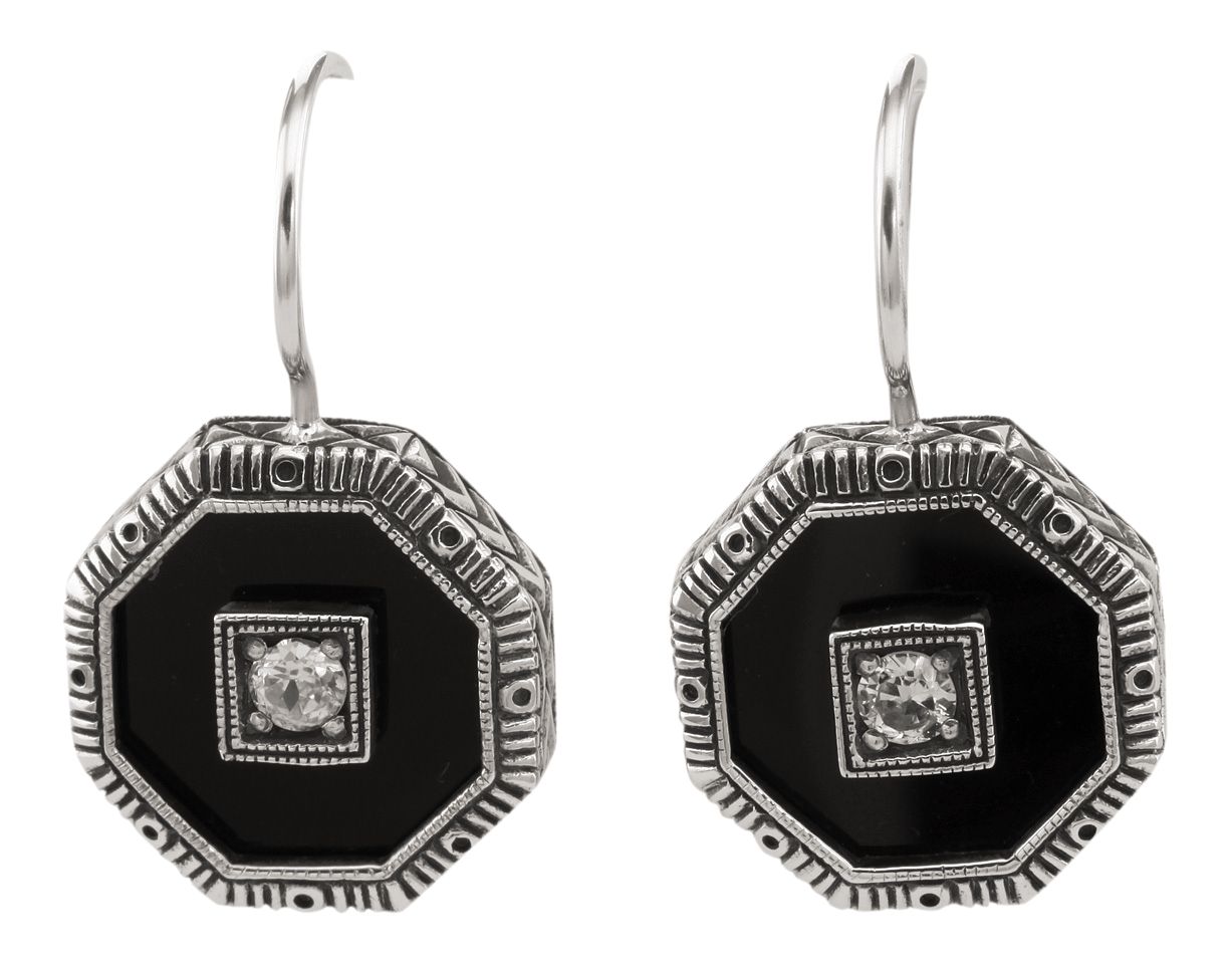 black zirconia earrings
