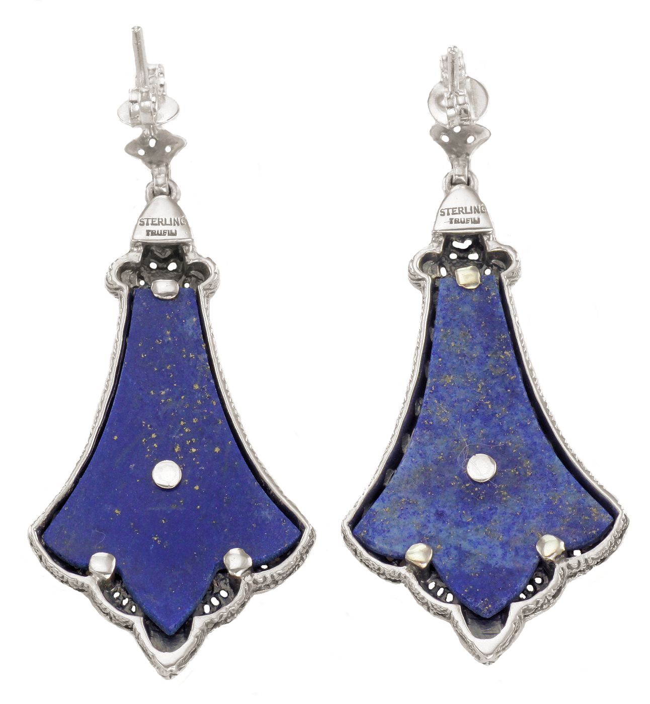 Details about   Vintage Abstract Art Deco Lapis Lazuli Sterling Silver Diamond Shape Earrings