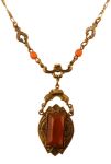Art Deco Style Sardonyx Colored Czech Glass Necklace