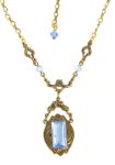 Art Deco Style Lapis Colored Czech Glass Necklace