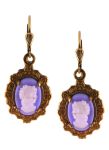 Antique Style Blue Glass Cameo Dangle Earrings