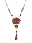 Art Deco Style Pink and Purple Crystal Lavaliere Necklace