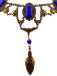 Art Deco Style Lapis Colored Czech Glass Embossed Link Necklace