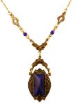 Art Deco Style Lapis Colored Czech Glass Necklace