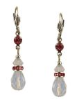 Swarovski White Opal and Fuchsia Crystal Drop Earrings