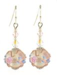 Gold Venetian Wedding Cake Bead and Crystal Earrings