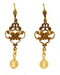 Scrolling Floral Filigree with Peridot Bead Drop Earrings