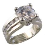 Sterling Silver 2.00ct Cubic Zirconia Engagement Ring w/ Channel Set Accents