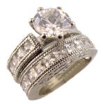 2.00ct Cubic Zirconia Engagement Ring and Wedding Band Set