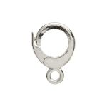 14k White Gold Round Locking Charm Bail with Ring