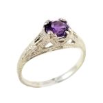 Antique Style Sterling Silver 5.5mm Round Filigree Trellis Ring Setting