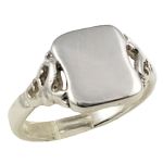 Antique Style Petite Scroll Signet Ring in Sterling Silver