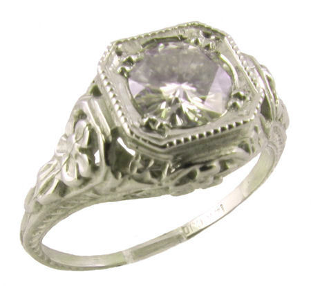 Antique Style Filigree Cubic Zirconia Ring