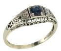 Sterling Art Deco Sapphire & Diamond Ring